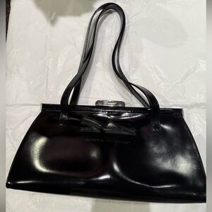 Salvatore Ferragamo Clear Mule Tote Bag Frog Mouth Design black leather
